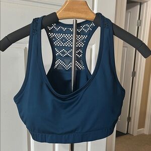 Elegant Navy Lace Racerback Sports Bra